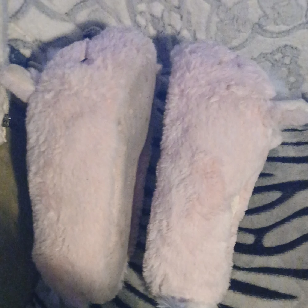 Plush Unicorn Slippers with Gold Horn
